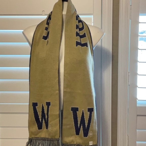 Gold and Purple Knit Scarf with Fringe - Picture 3 of 7